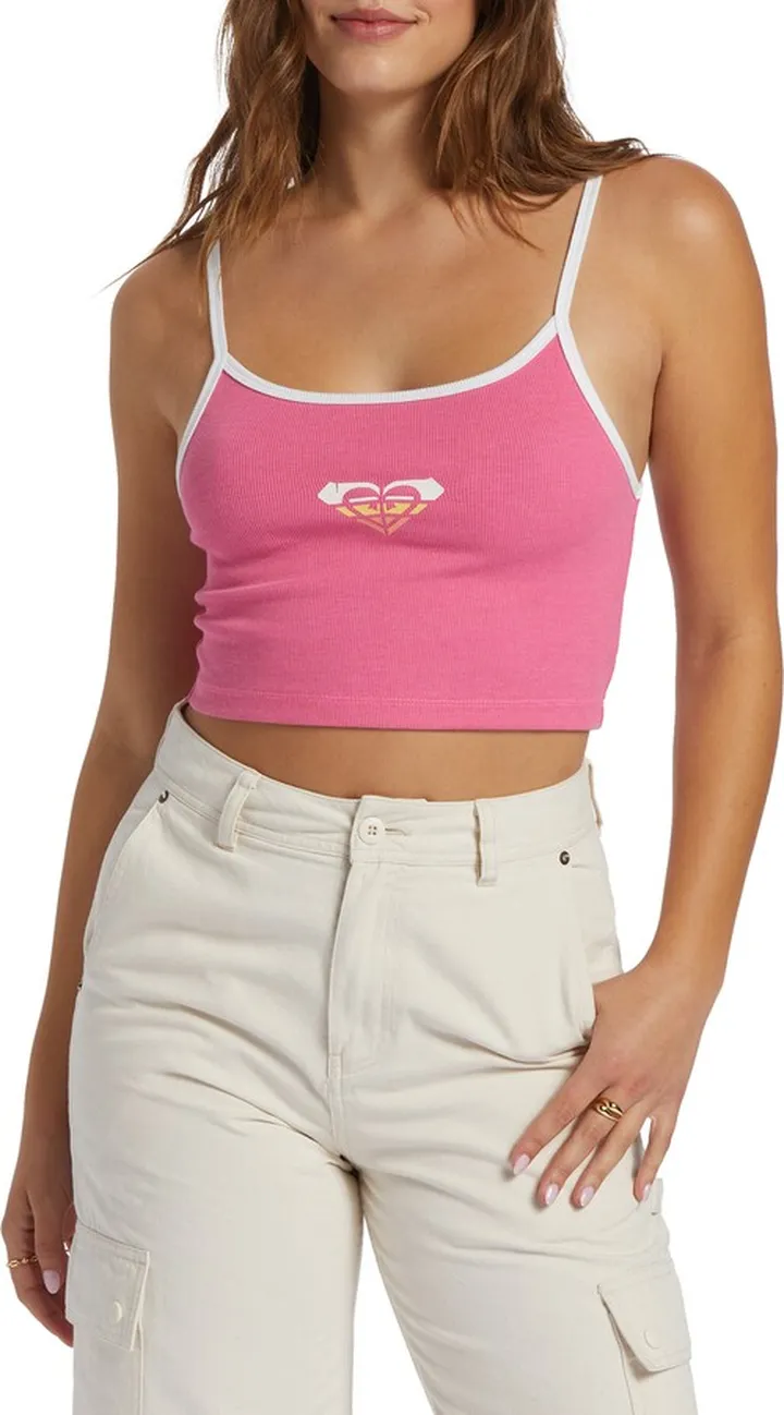 Retro Graphic Cotton Rib Crop Camisole
