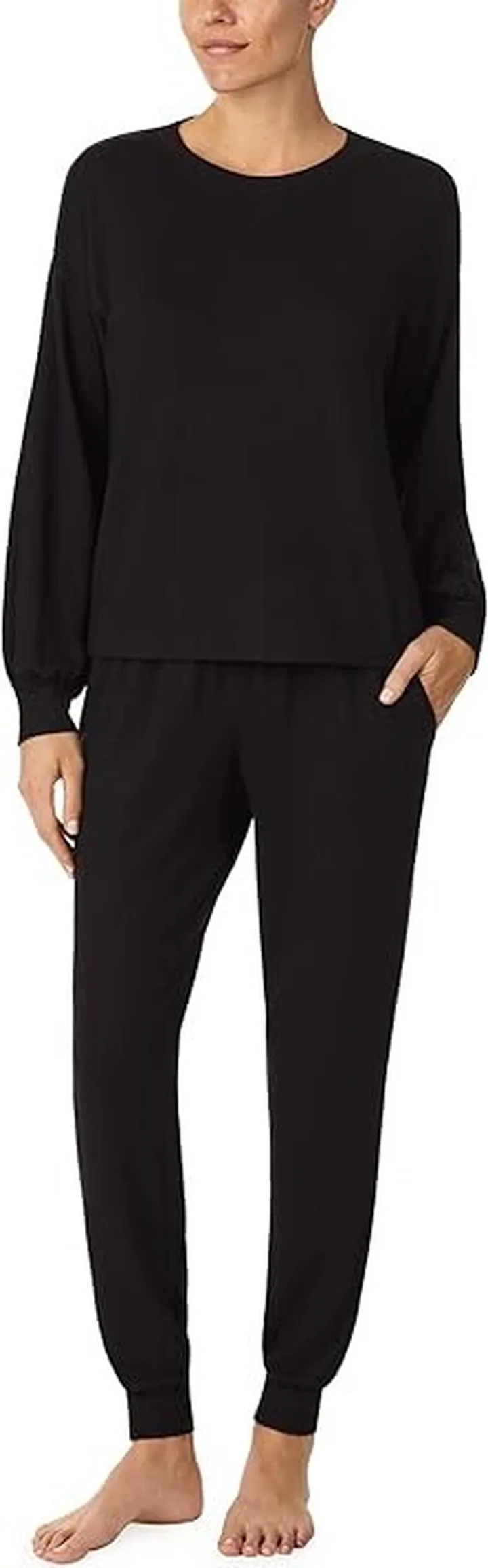 Sanctuary Long Sleeve Popover and Joggers PJ Set (Marled Black) Women's Pajama Sets