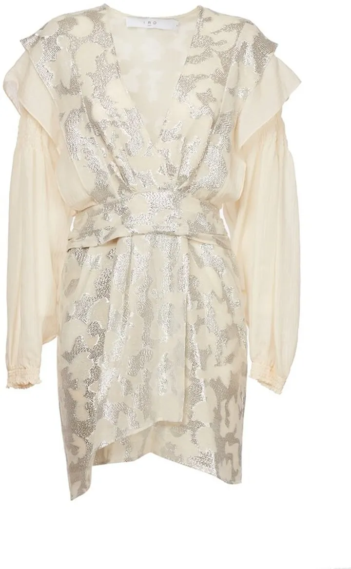 Iro Embroidered V-Neck Ruffled Mini Dress
