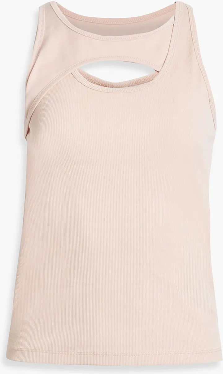 Cutout ribbed cotton-jersey tank