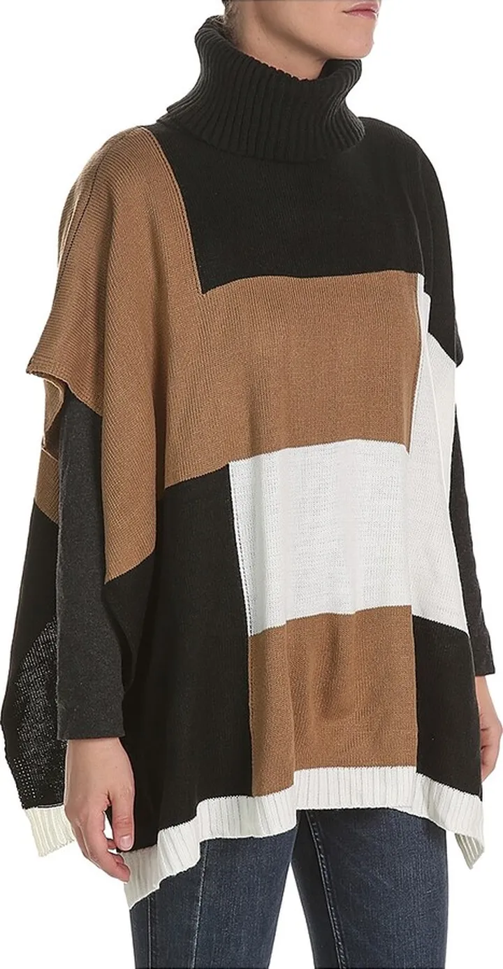 Kelly & Katie Colorblock Knit Poncho