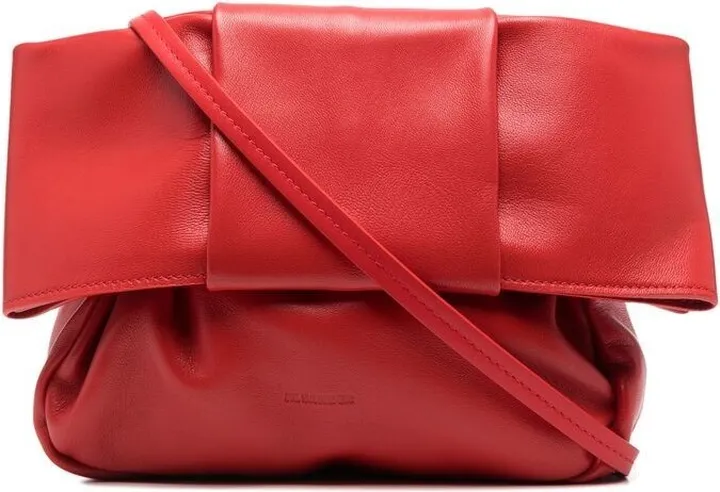 Embossed-Logo Leather Shoulder Bag