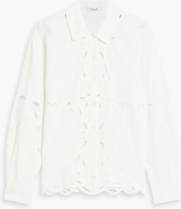 Brielle broderie anglaise cotton and linen-blend shirt