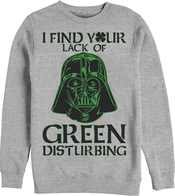 Men's Star Wars St. Patrick's Day Darth Vader I Find your Lack of Green Disturbing Sweatshirt - Athletic Heather - Small