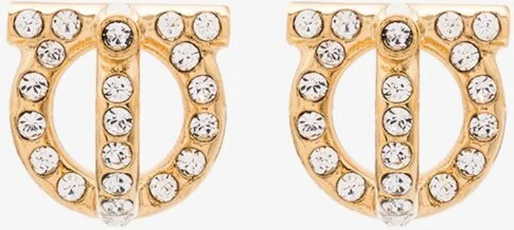 Gold Tone Gancini Crystal Earrings