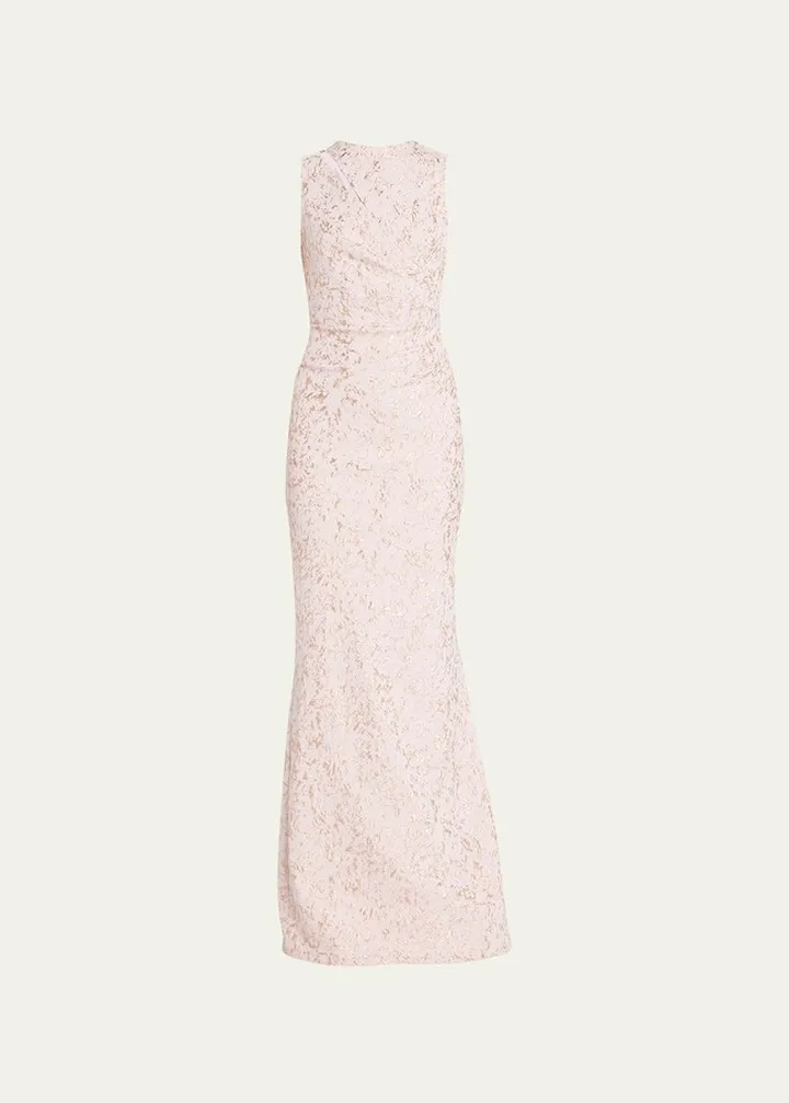Metallic Jacquard Cutout Gown