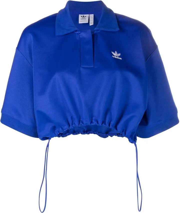 Embroidered-Logo Cropped Polo Shirt