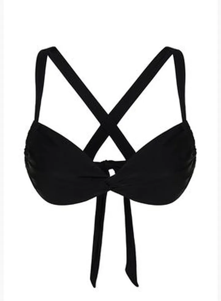 Black Bralette Knotted Bikini Top TBESS24BU00027