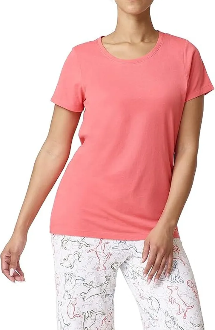 HUE Women's Short Sleeve Scoop Neck Sleep Tee (Dubarry) Women's Pajama
