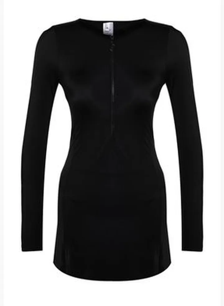 Black Skirt Long Sleeve Surf Swimsuit