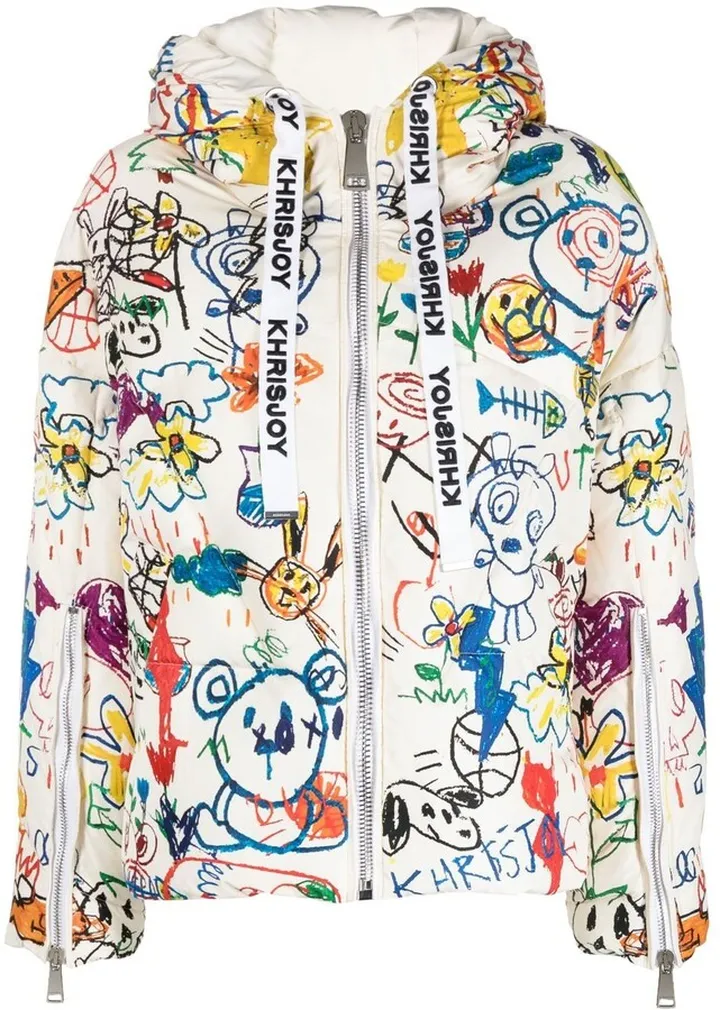 Illustration-Print Puffer Jacket