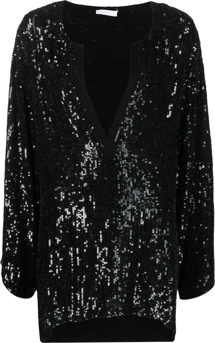 Long-Sleeve Sequin Blouse