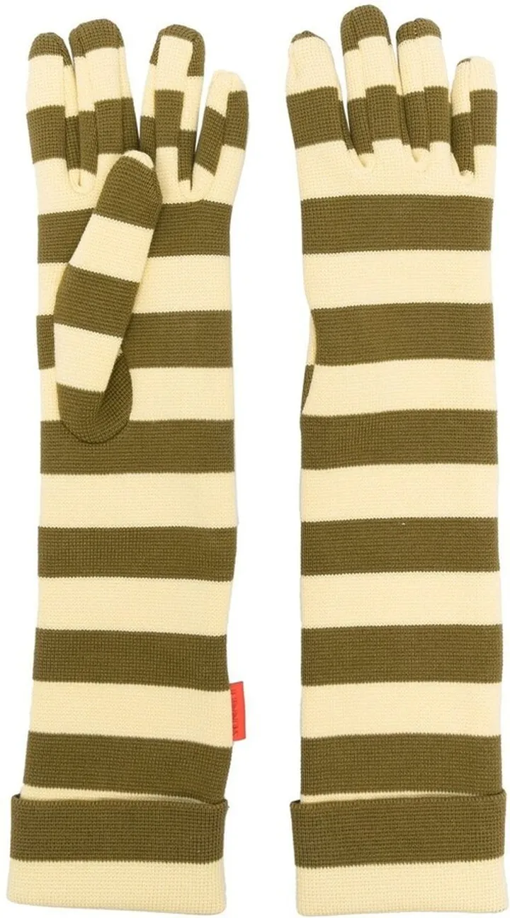 Stripe-Print Knit Gloves