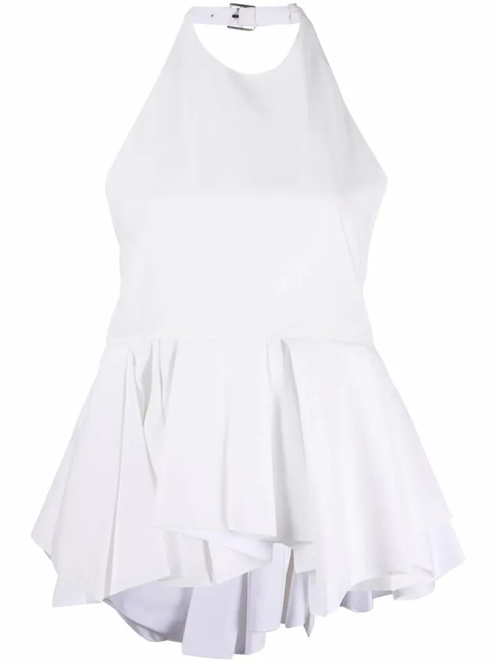 Halterneck Peplum Blouse