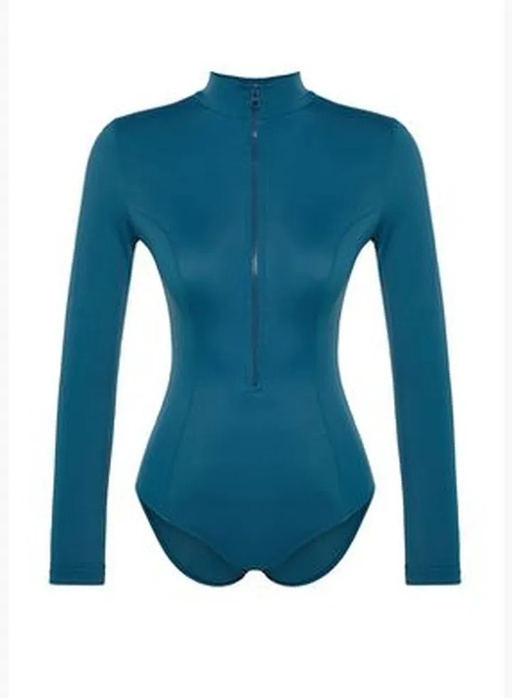 Oil Zipper Long Sleeve Surf Swimsuit