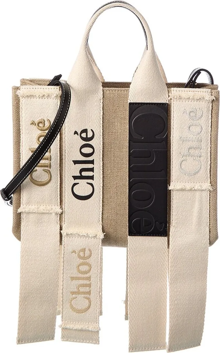 Chloé Woody Small Canvas & Leather Tote