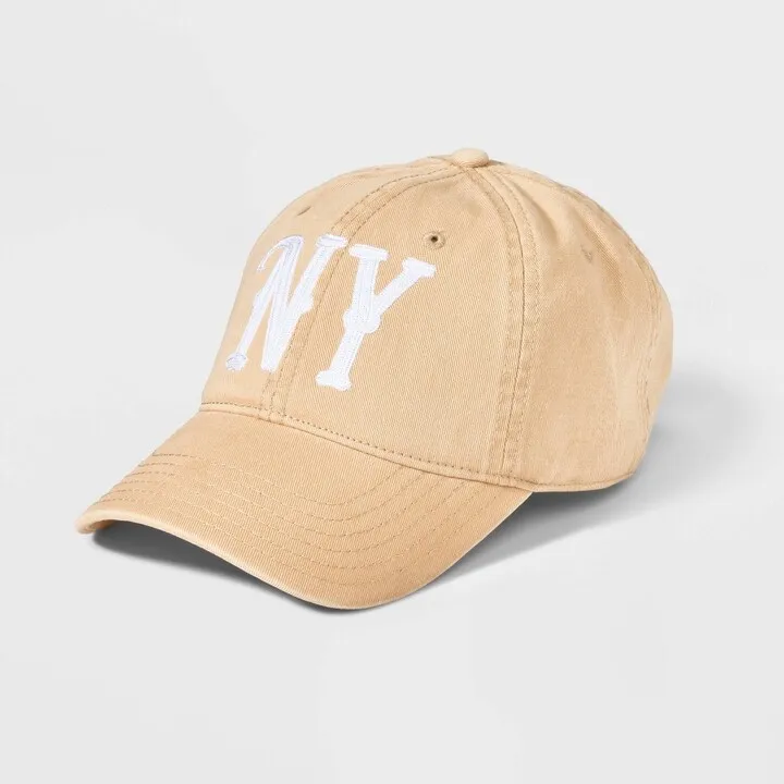 Women's NY Baseball Hat - Mighty Fine Light Brown