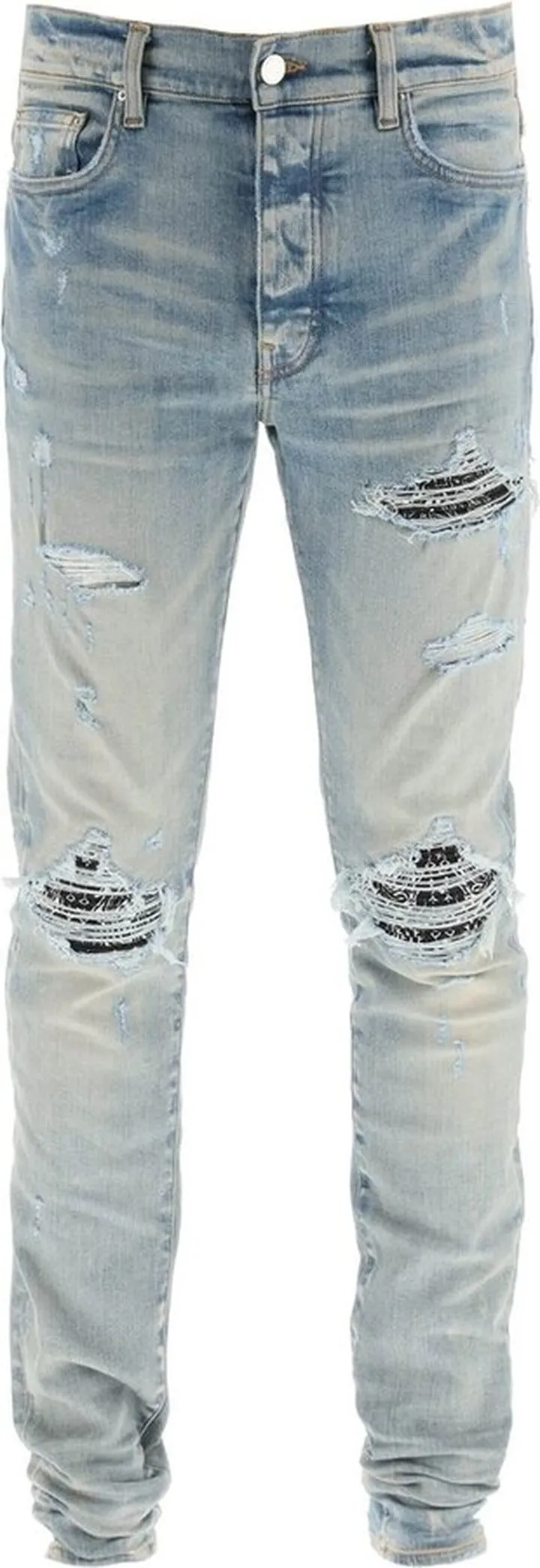 Amiri Bandana Printed Distressed Skinny Jeans