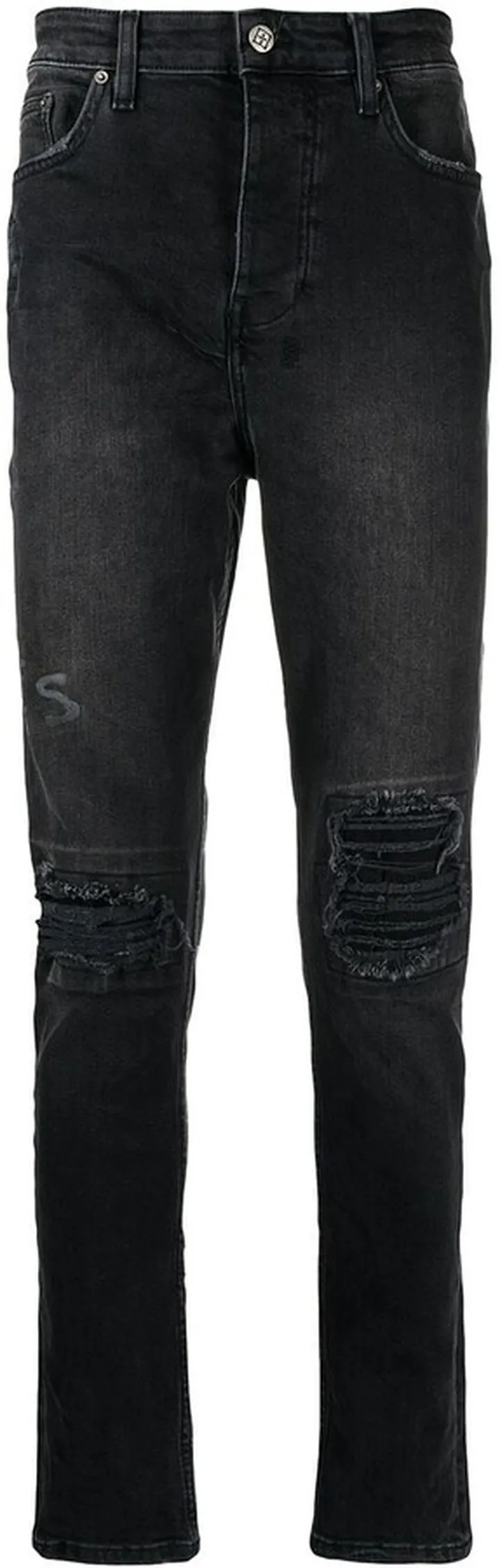 Slogan-Print Distressed Jeans