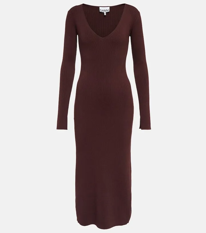 Ribbed-knit midi dress