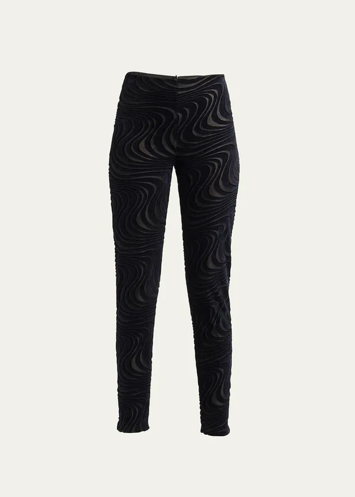 Swirl Jacquard Slim-Leg Crop Pants
