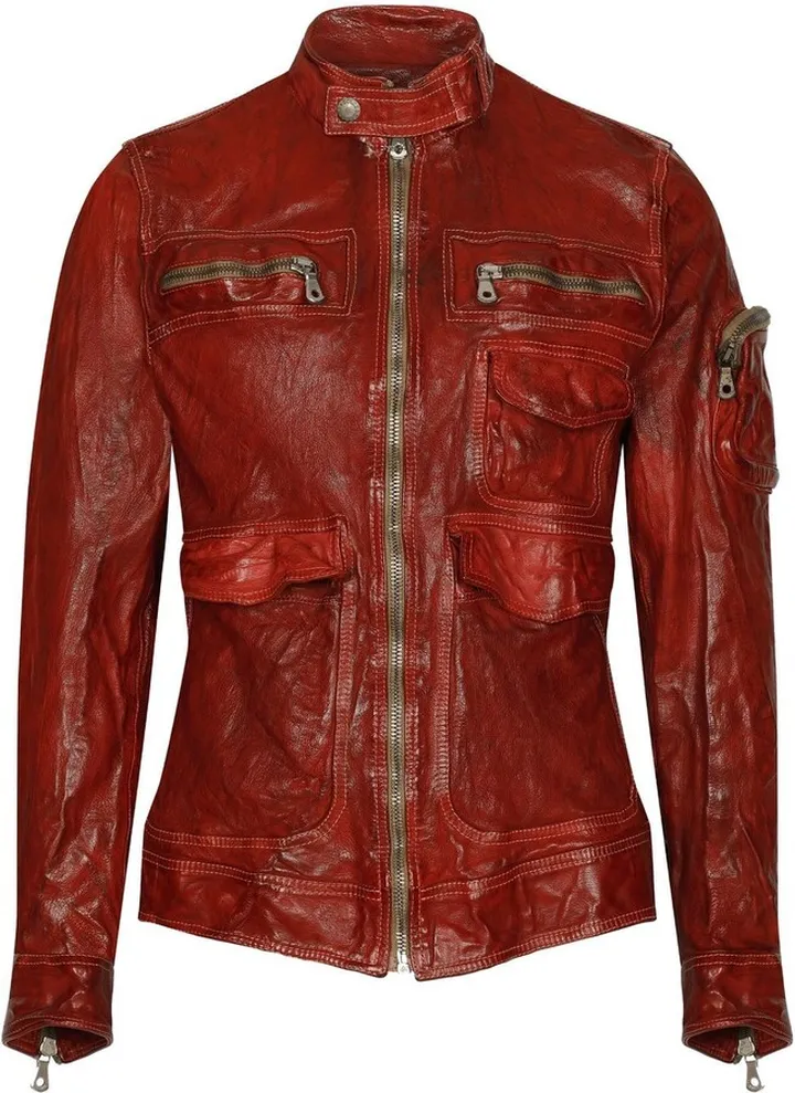 Flap-Pocket Leather Jacket