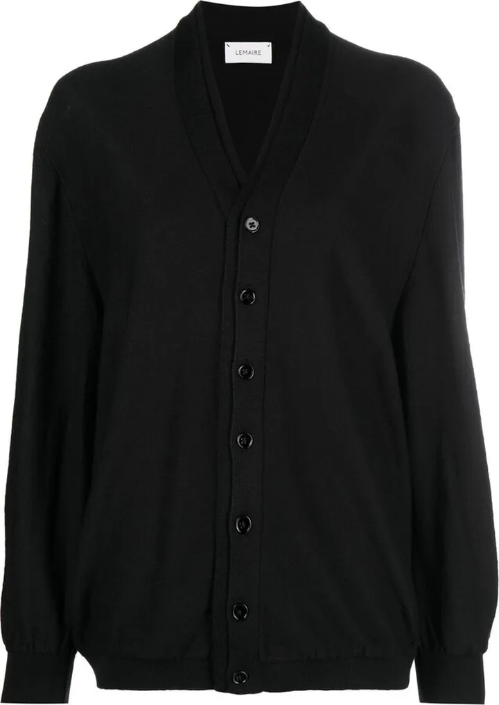 V-neck fine-knit cardigan