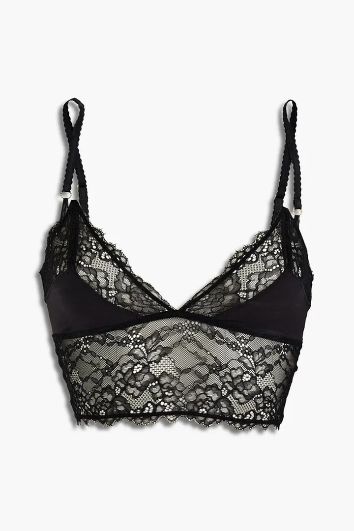 Ella Shining corded lace and charmeuse bralette
