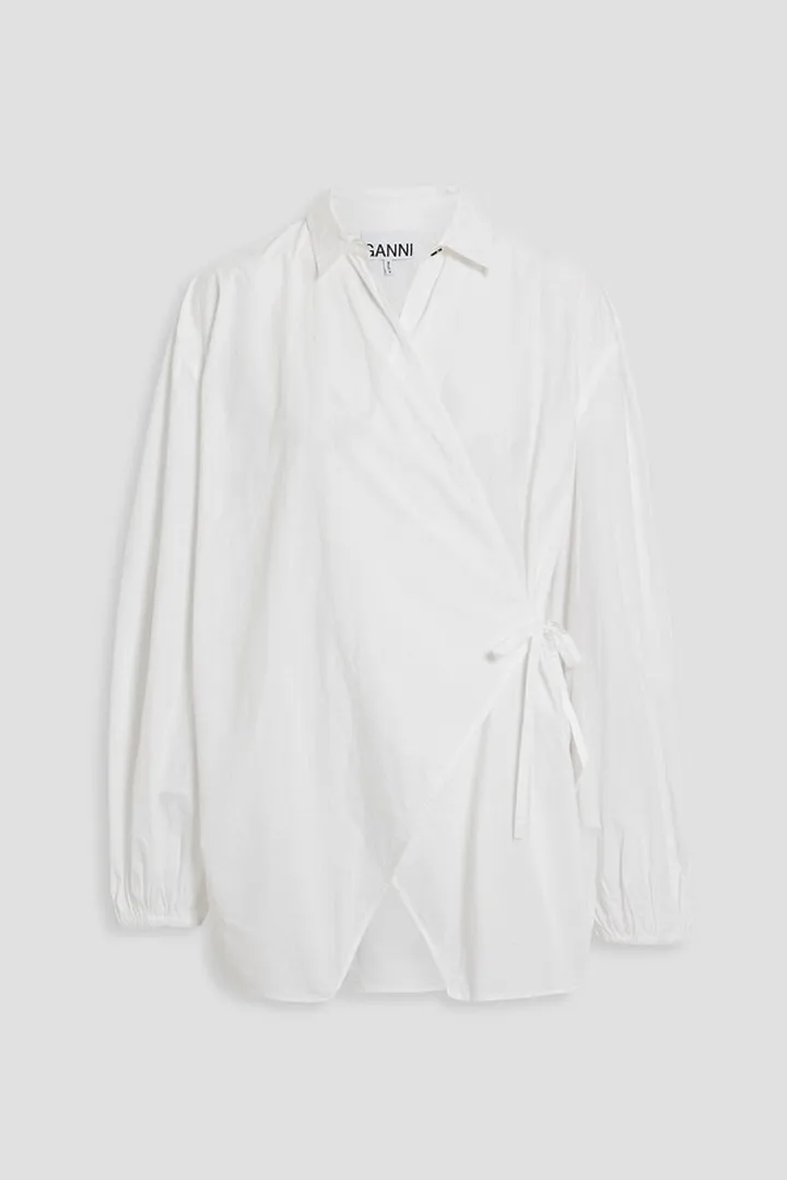 Cotton-poplin wrap blouse
