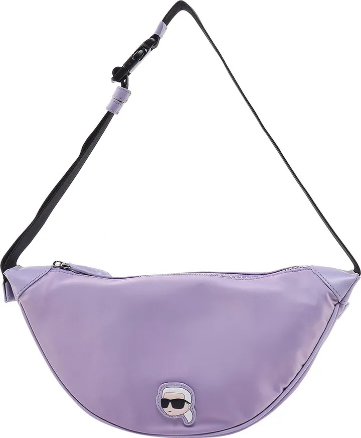 Recycled nylon shoulder bag with iconic frontal Karl
