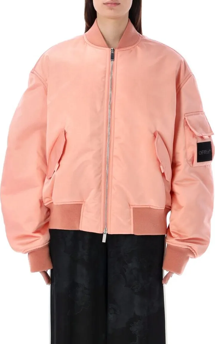 Off-White Long-Sleeved Zipped Bomber Jacket