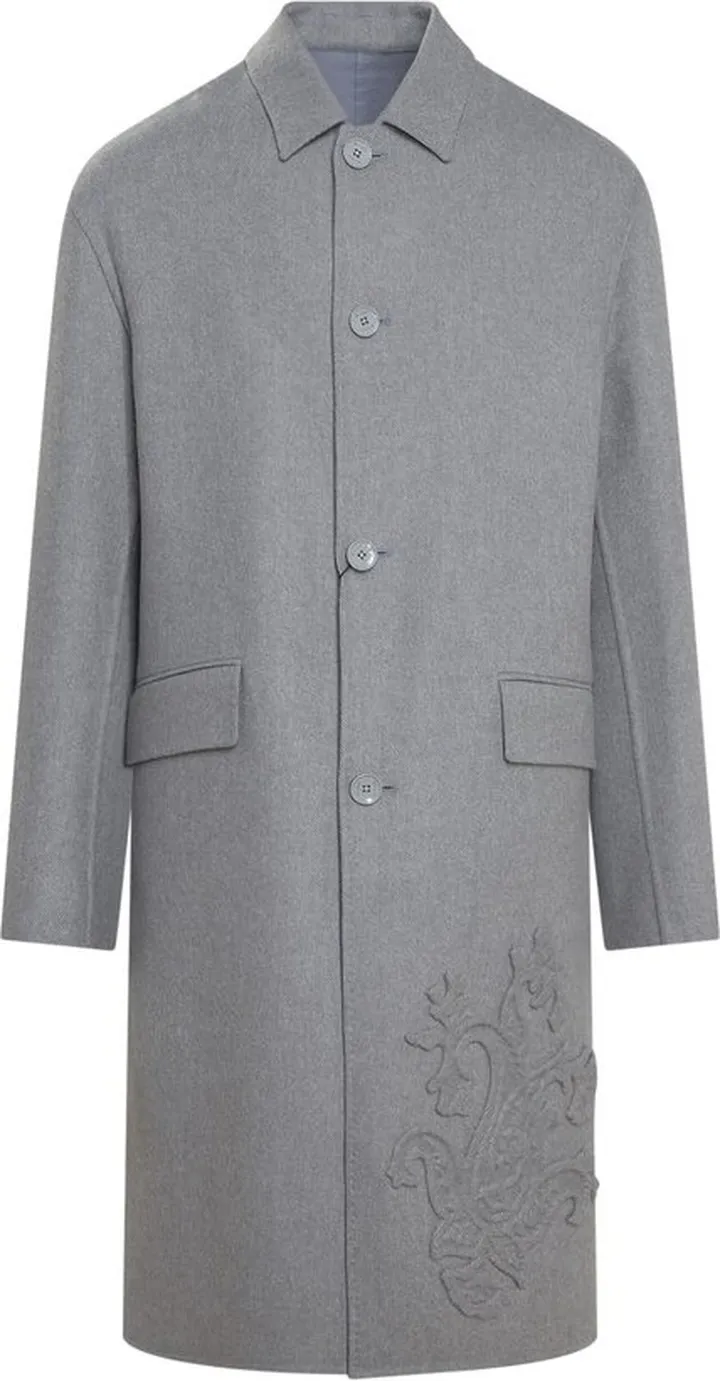Etro Logo Patch Straight Hem Coat