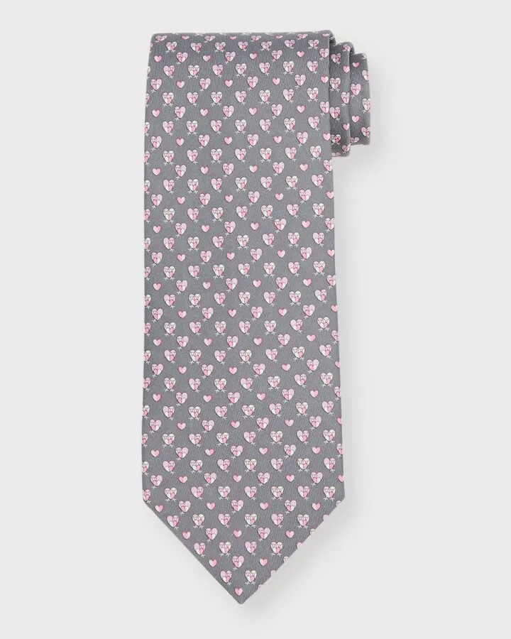 Men's 4-Rufo Heart-Print Silk Tie