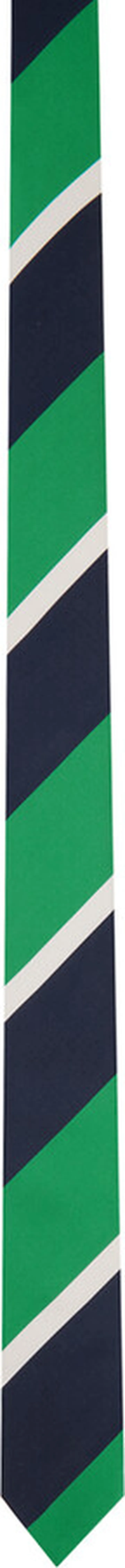 Thom Browne Green & Navy Striped Tie