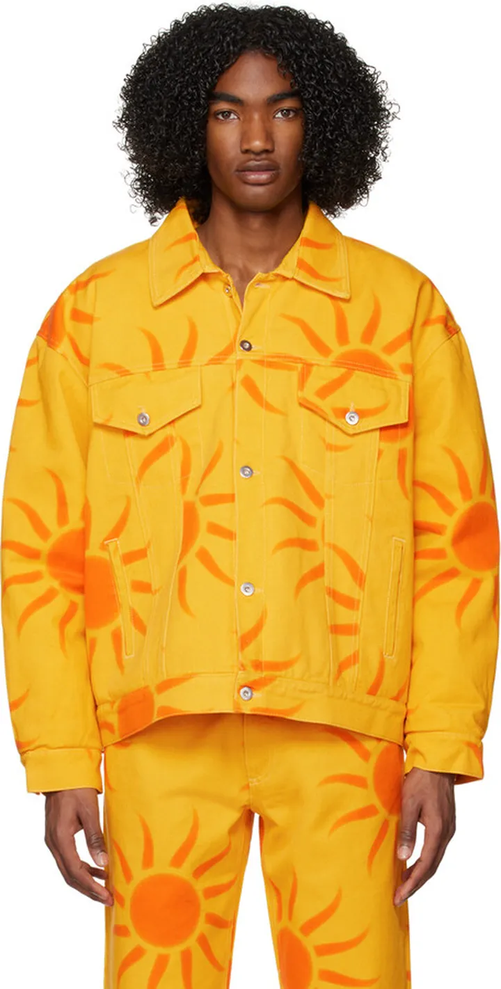 Liberal Youth Ministry Orange Printed Denim Jacket