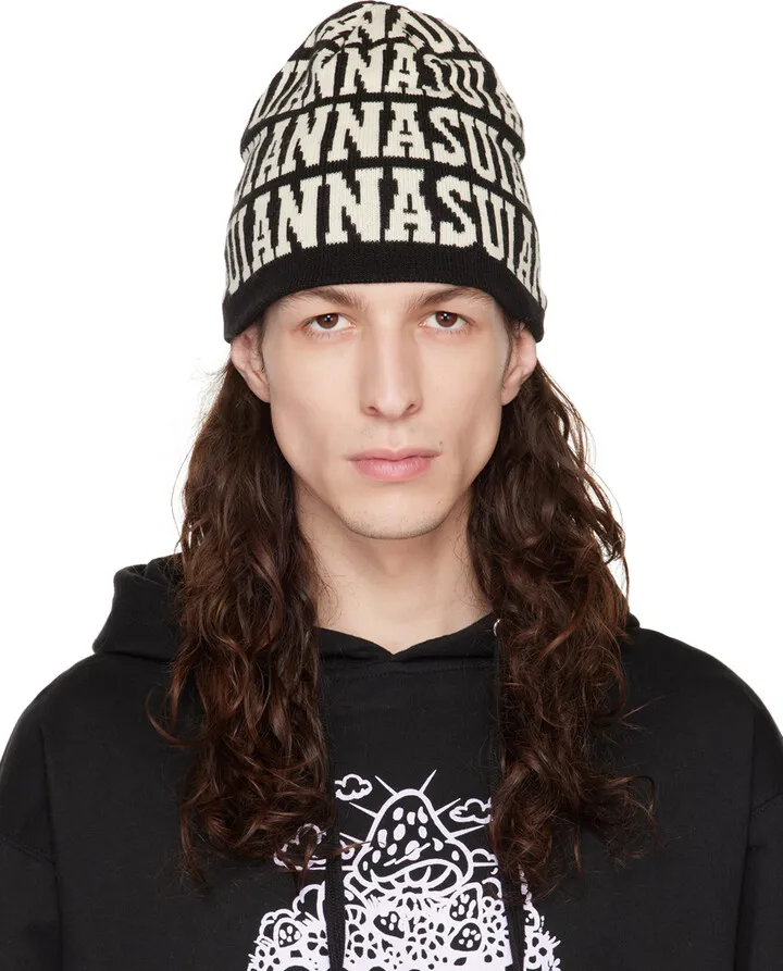 Anna Sui SSENSE Exclusive Black Logo Beanie
