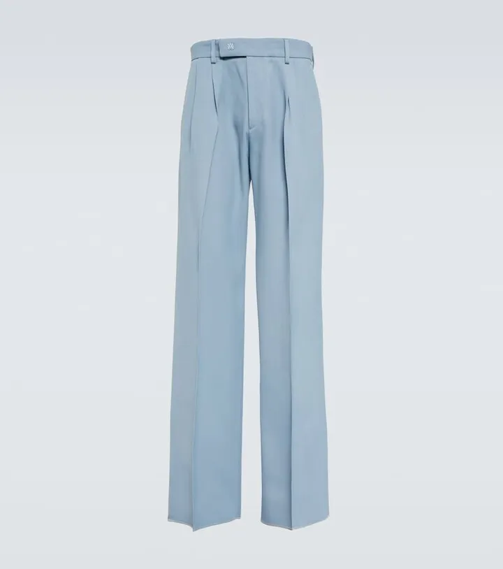 Wide-leg twill pants