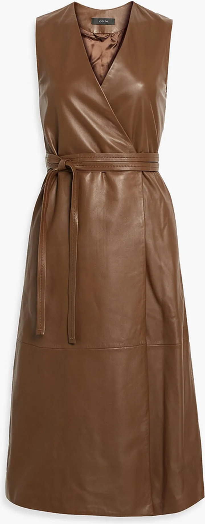 Dibo wrap-effect leather midi dress