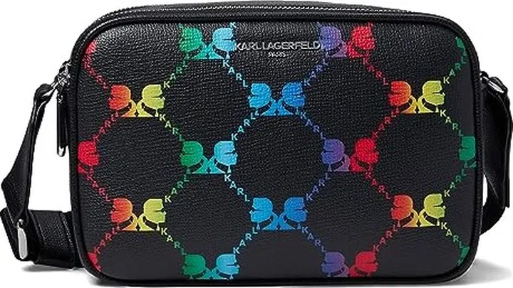 Karl Lagerfeld Paris Maybelle Crossbody (Black Metallic) Handbags