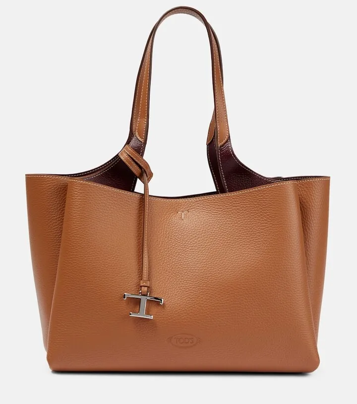 Small leather tote bag