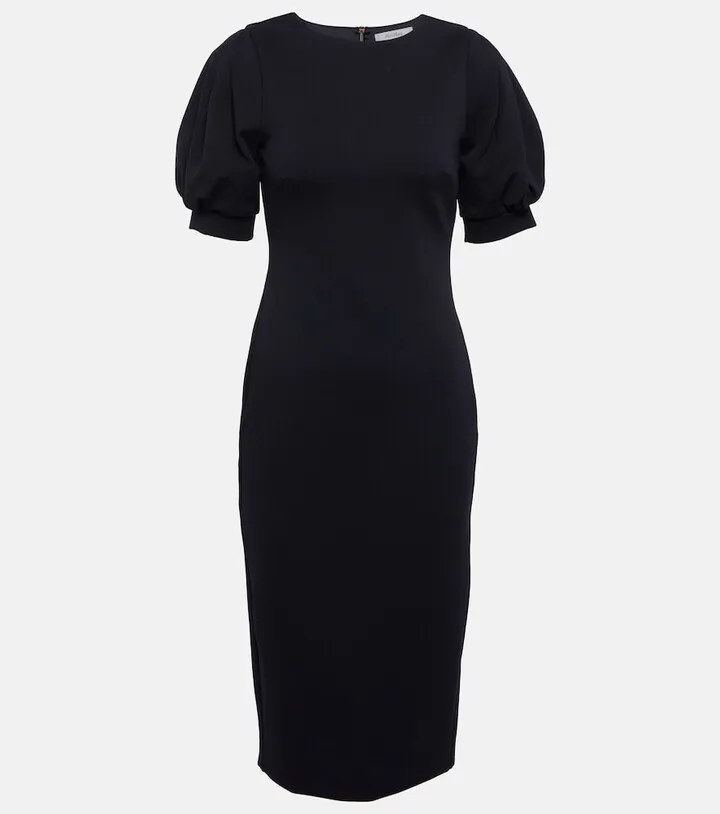Unione puff-sleeve jersey midi dress