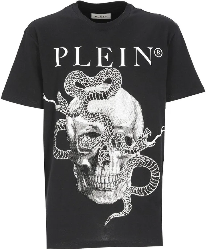 Snake-printed Shirt-sleeved T-shirt