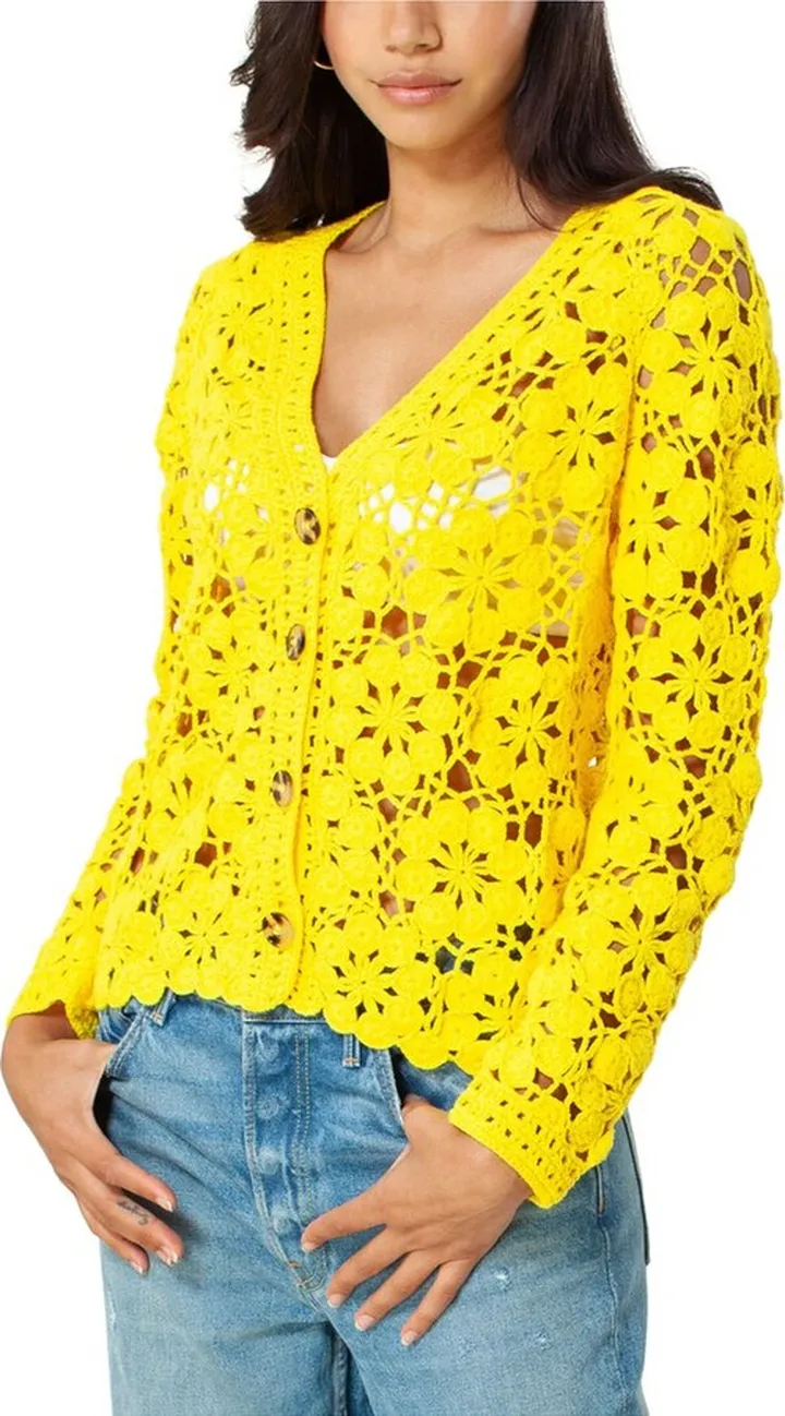 Hale Bob Crochet V-Neck Sweater