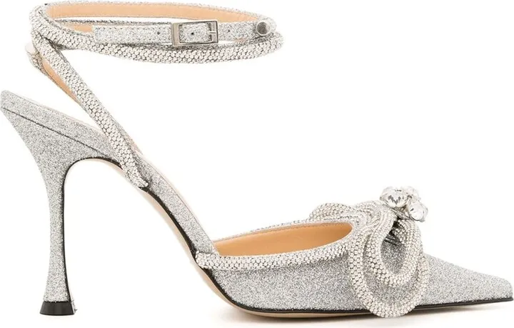 Double Bow Glitter 100Mm Pumps