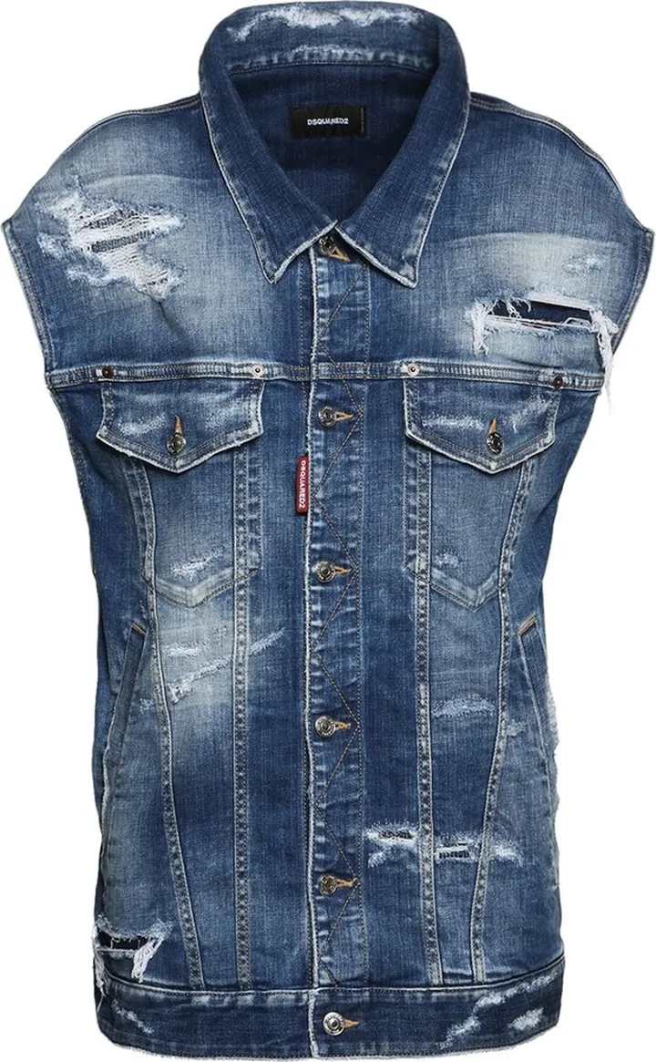 Distressed oversized denim vest