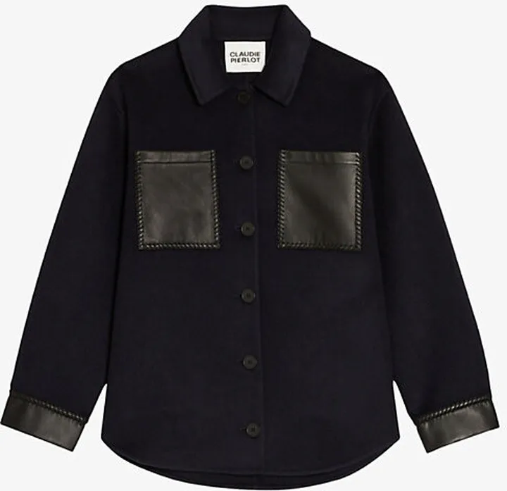Womens Bleus Gaelle Contrast Patch Pocket Wool-blend Coat
