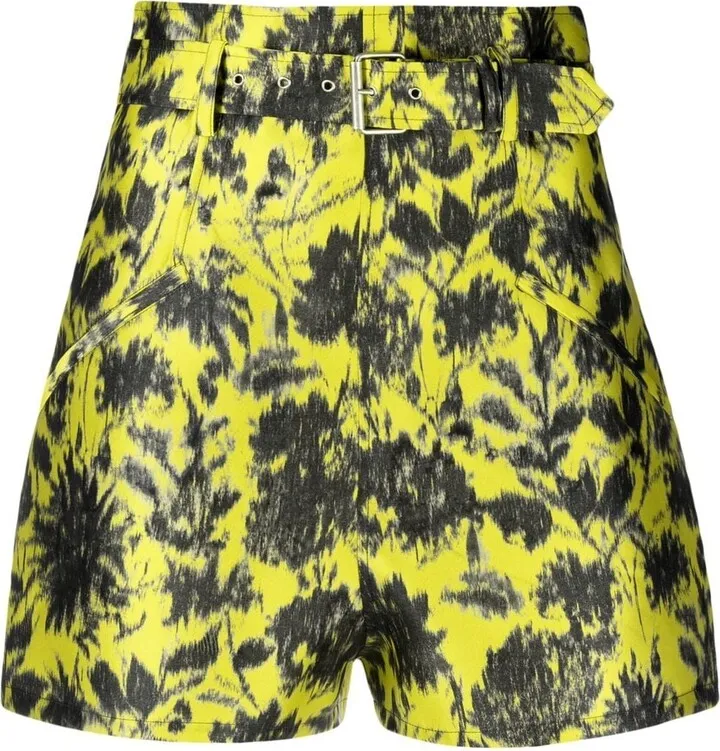 Floral-Print Belted Shorts