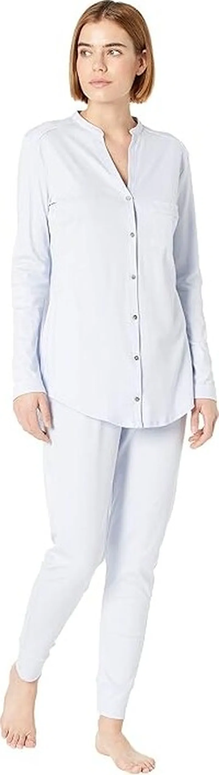 Hanro Pure Essence Long Sleeve Pajama Set (Blue Glow) Women's Pajama Sets