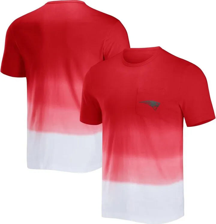 Men's Nfl x Darius Rucker Collection by Fanatics Red and White New England Patriots Dip Dye Pocket T-shirt