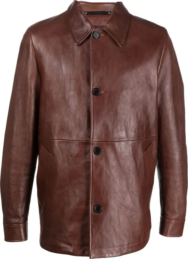 Button-Up Leather Shirt Jacket